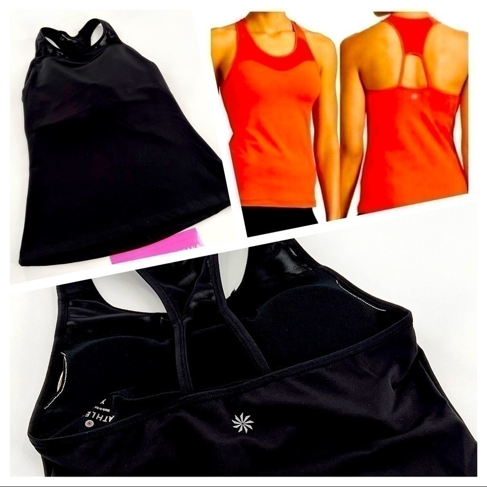 Athleta Spiral Support Workout Top Built In Bra Removable Pads Black XS